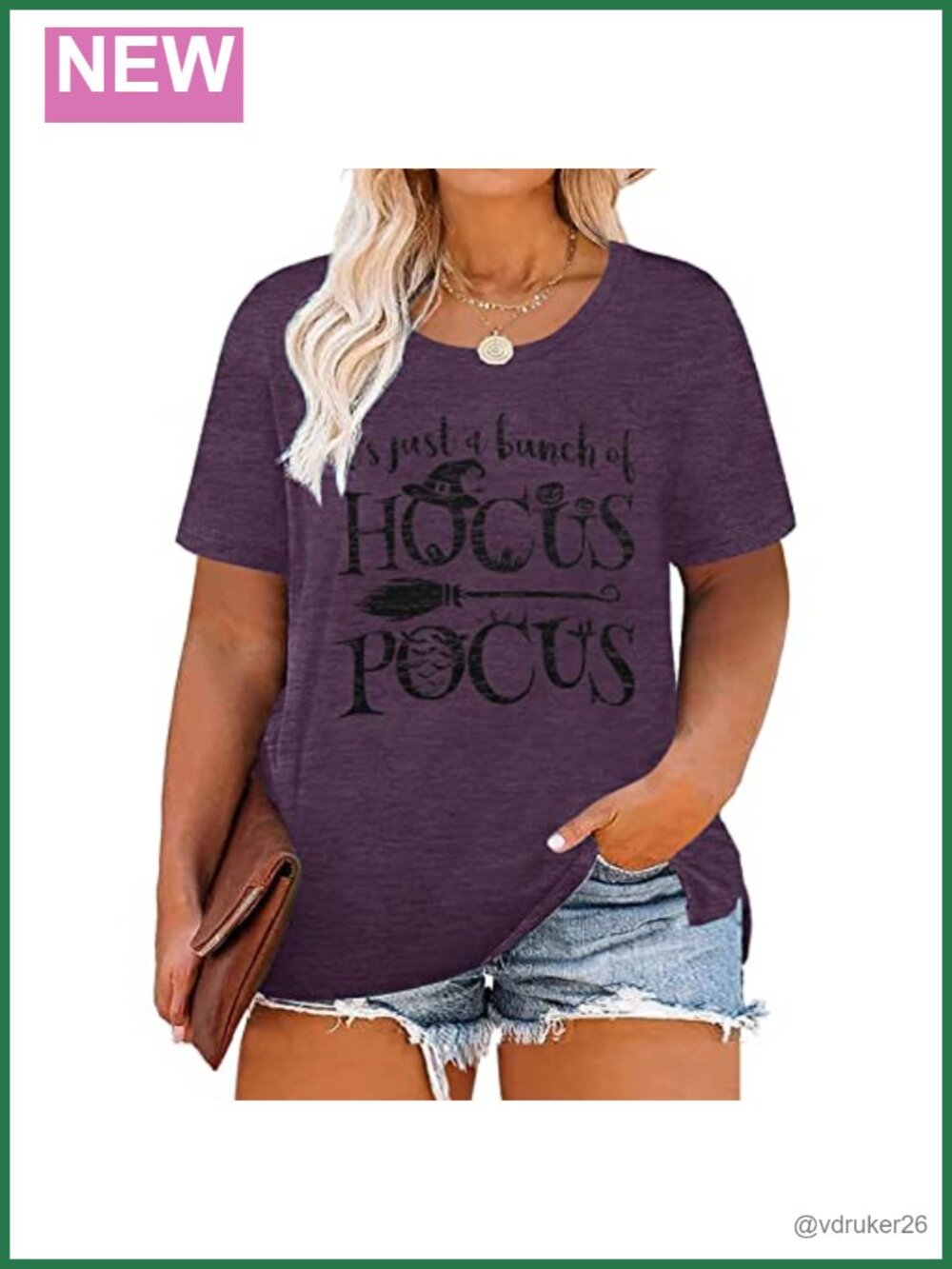 Plus Size Halloween Witch Graphic Short Sleeve Tee Funny Fall Top